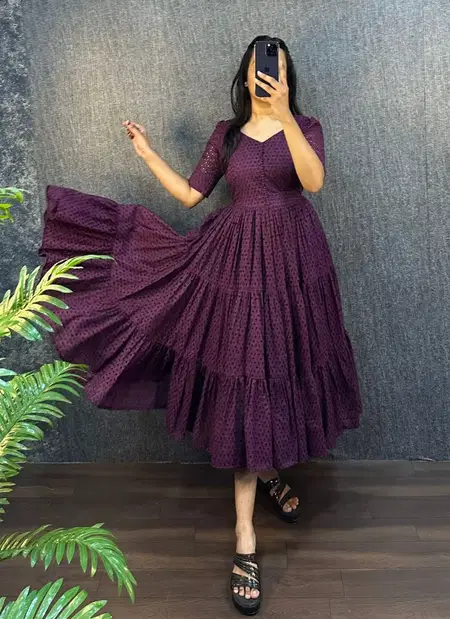 Tew Kf-P2 Cotton Fancy Midi Lair Dress Suppliers In India